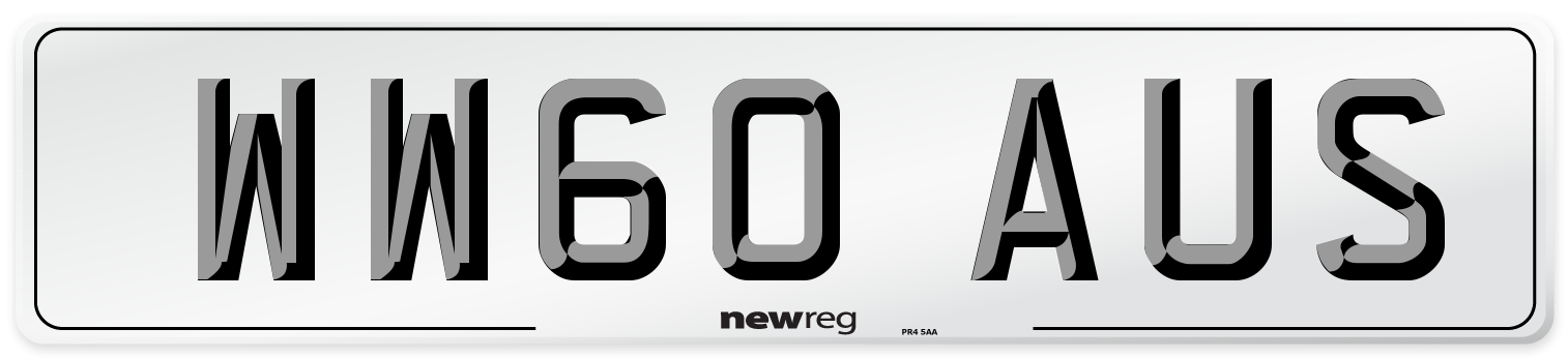 WW60 AUS Number Plate from New Reg